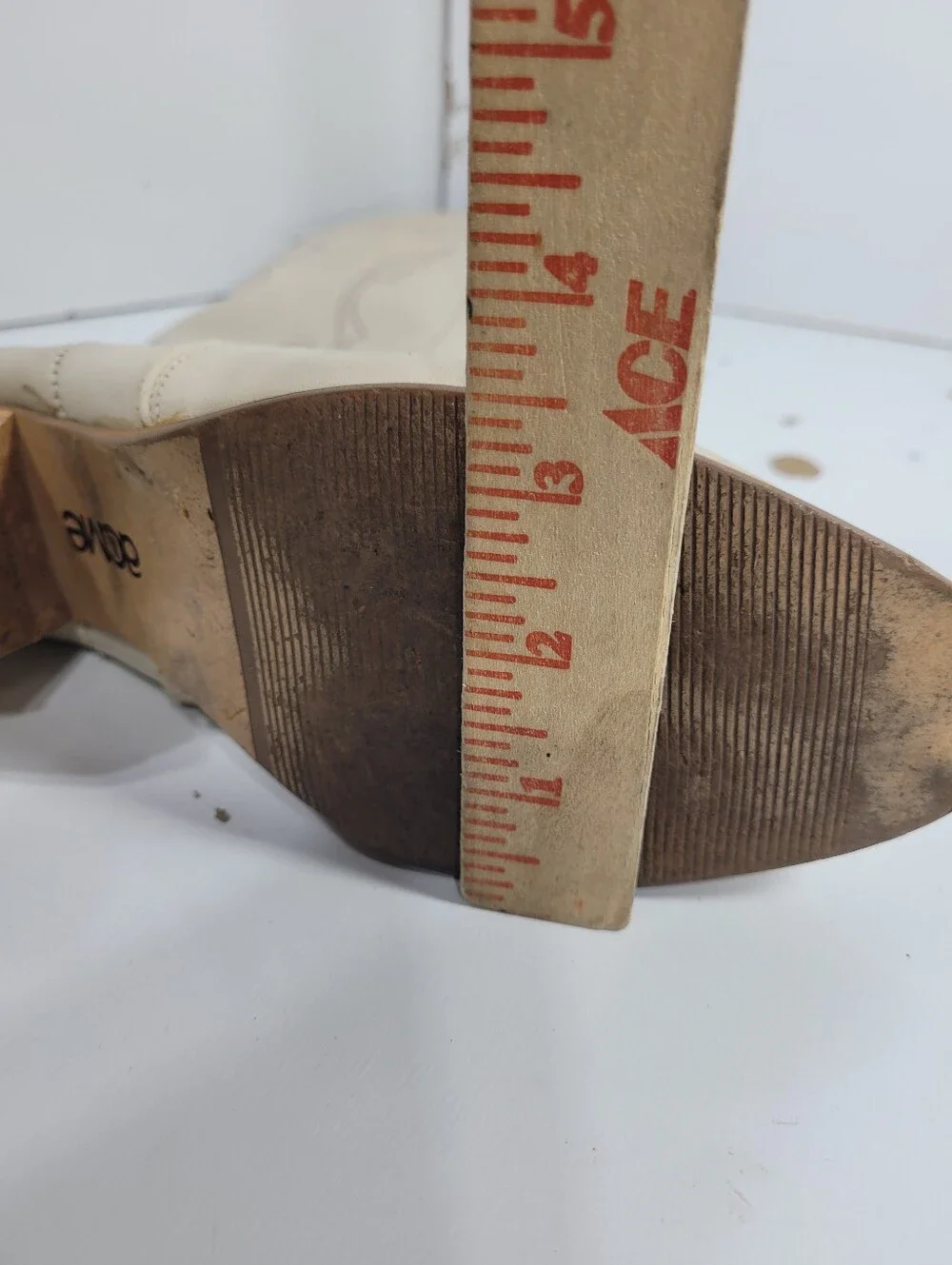 Vtg ACME Cream Leather Cowboy Boots Womens 7.5 M READ Disintegrating Lining